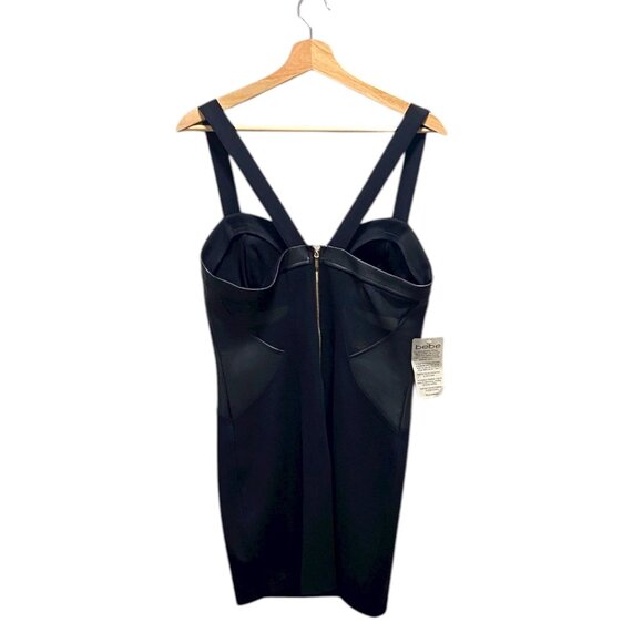 Bebe Cut-Out Corset Bodycon Dress Black Size L NWT Holiday Party New Years Eve - Picture 11 of 13